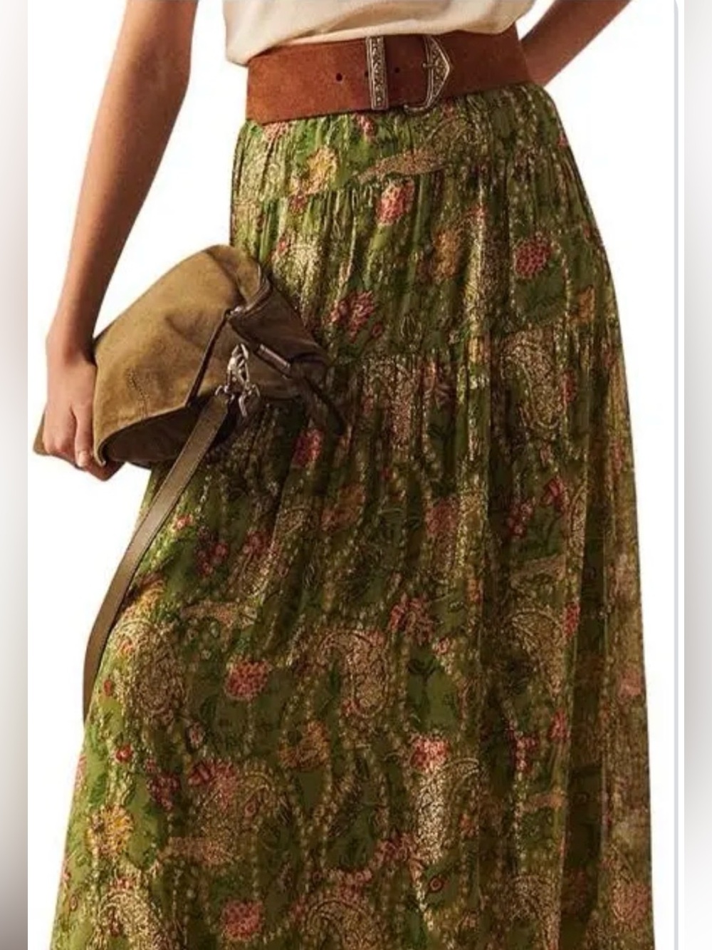ba&sh Raya Metallic Floral midi skirt- very good condition